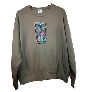 Vintage Delta USA Alaska Spellout Sweatshirt size XL USA Made Flower Print